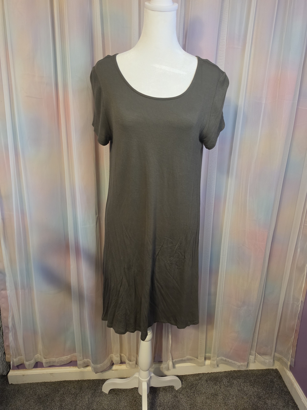 Mossimo Supply Co. Army Green Scoop Neck Criss Cross T-shirt Dress Size Small